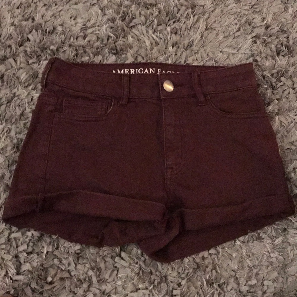 American Eagle maroon jean shorts